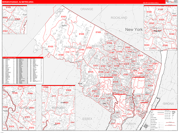Bergen-Passaic Metro Area Wall Map
